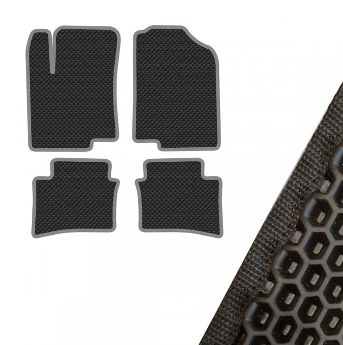 Коврик салона SKYWAY HYUNDAI SOLARIS (2010- г.в) левый руль 4 пр. EVA Черный (52х69, 49х70, 51х46, 5